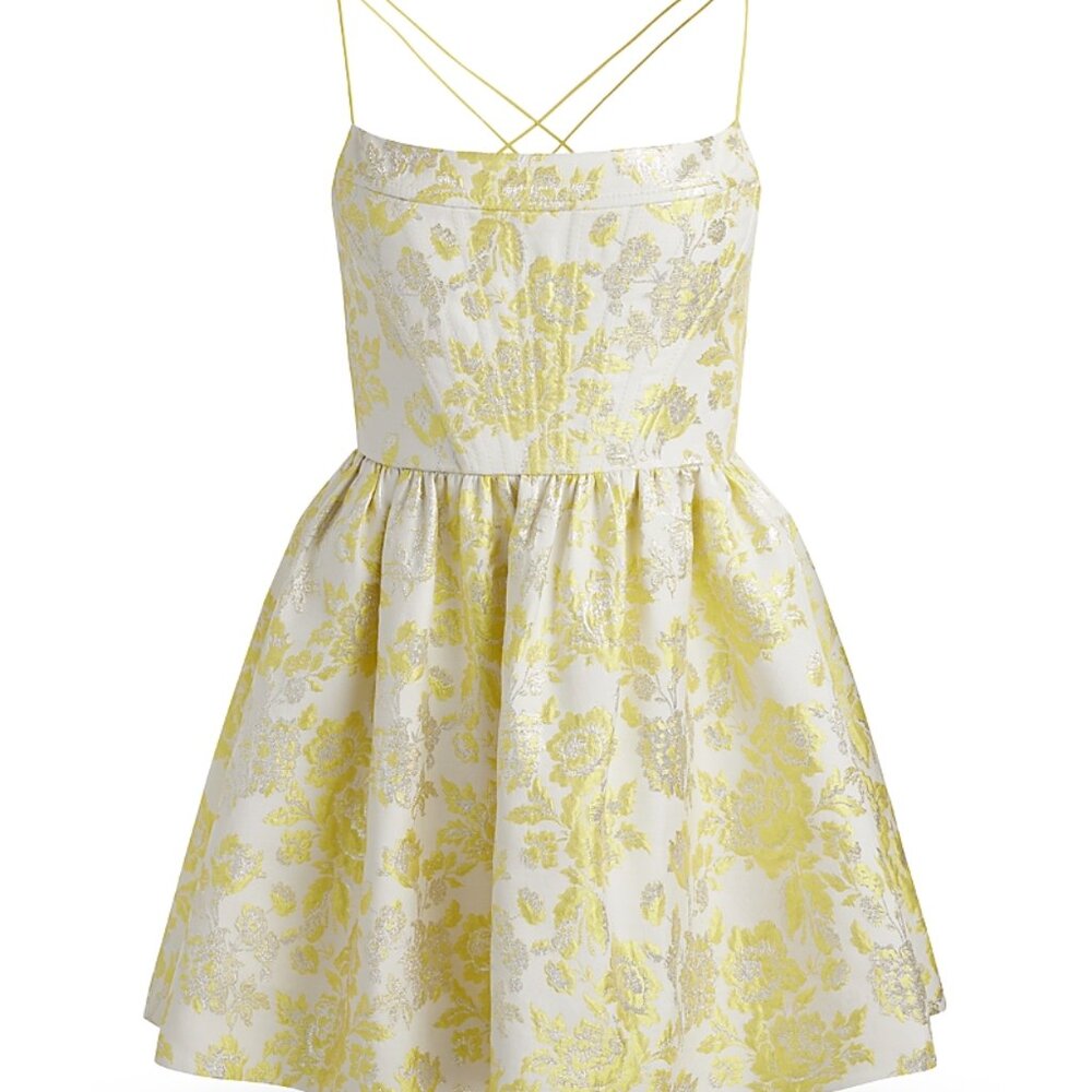 Alice + Olivia Nat Floral Metallic Jacquard Minidress
